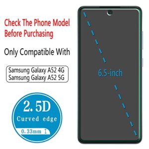 HPTech [2-Pack] Tempered Glass for Samsung Galaxy A52/ A52 5G Screen Protector, Support Fingerprint Reader, Easy to Install, Bubble Free, Case Friendly