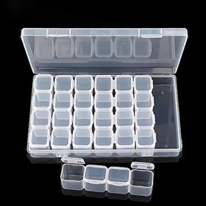 cchude 28 grids diamond painting boxes plastic jewelry organizer mini embroidery storage containers for diy art craft clear