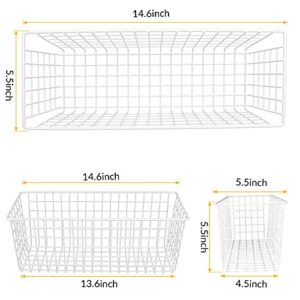 KINLINK [Extra Large Wire Baskets, Wire Storage Baskets Durable Wire Baskets for Storage Wall Mount, Hanging Wire Baskets Wall Mount Baskets for Kitchen, Bathroom, Closets, Countertop - 2 Pack, White