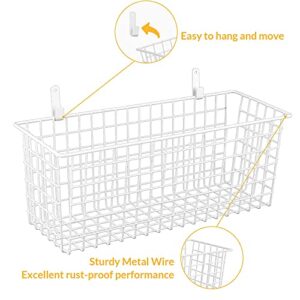 KINLINK [Extra Large Wire Baskets, Wire Storage Baskets Durable Wire Baskets for Storage Wall Mount, Hanging Wire Baskets Wall Mount Baskets for Kitchen, Bathroom, Closets, Countertop - 2 Pack, White