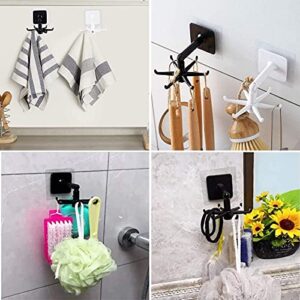 365Home Hanging Utensil Holder Hooks Kitchen Utensil Hanger Wall Mount 360 Degrees Rotating Folding Hook Self Adhesive Hook Utensil Rack with 6 Hooks for Kitchen Bathroom Cabinet (2 White)