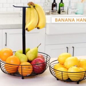 CAXXA 2 Tier Fruit Basket Bowl Kitchen Heavy Duty Wire Organizer, Black