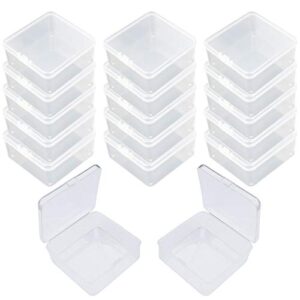 goodma 17 pieces square empty mini clear plastic organizer storage box containers with hinged lids for small items and other craft projects (2.95 x 2.95 x 1.38 inch)