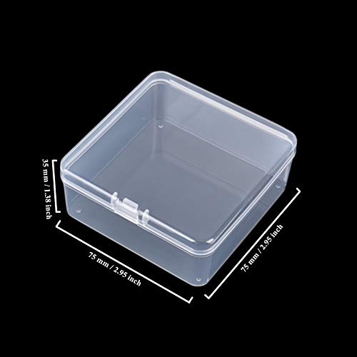 Goodma 17 Pieces Square Empty Mini Clear Plastic Organizer Storage Box Containers with Hinged Lids for Small Items and Other Craft Projects (2.95 x 2.95 x 1.38 inch)