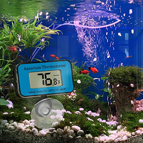 YiePhiot Aquarium Thermometer Waterproof LCD Digital Thermometer with Suction Cup Fish Tank Thermometer, Reptile Thermometer