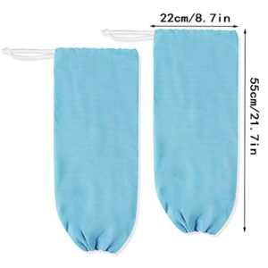 2 Pack Plastic Bag Holder Dispenser, Large Grocery Bags Storage with Hooks, Wall Mount Shopping Bags Carrier, 23X9 inch Garbage Bag Organizer for Kitchen, Home by SANFERGE,Blue