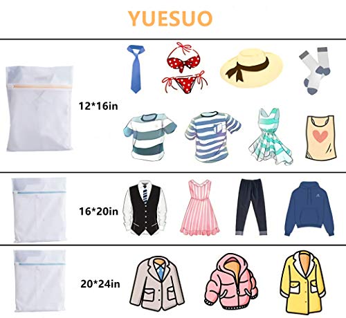 YUESUO Set of 4 Exquisite Mesh Laundry Bag (2 Small, 1 Medium, 1 Large ) for Shirts, Sweaters, Underwear, Bras, Tights, Stockings, Tights Washing Bag, Laundry Underwear Bag, Travel Storage Bag and Travel Laundry Bag（4Set） (color)