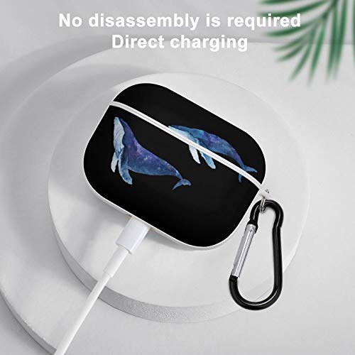 Ocean Blue Whale Airpods Case Cover for Apple AirPods Pro Cute Airpod Case for Boys Girls Silicone Protective Skin Airpods Accessories with Keychain