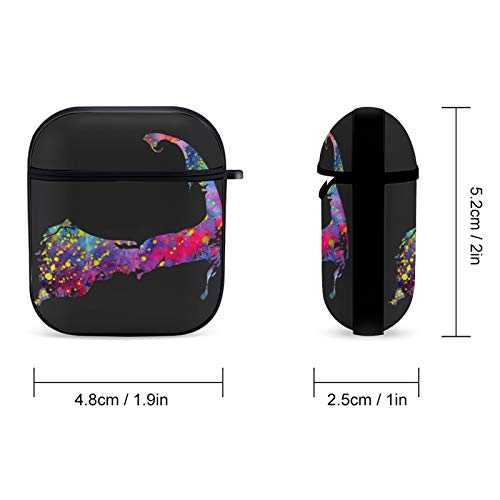 Cape Cod Map Watercolor Airpods Case Cover for Apple AirPods 2&1 Cute Airpod Case for Boys Girls Silicone Protective Skin Airpods Accessories with Keychain