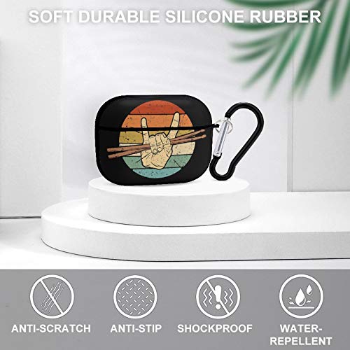 Drummers Drumsticks Hand Awesome Design Airpods Case Cover for Apple AirPods Pro Cute Airpod Case for Boys Girls Silicone Protective Skin Airpods Accessories with Keychain