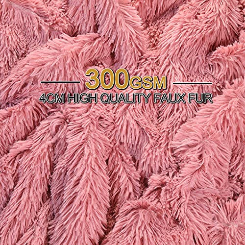 YUSOKI Pink Faux Fur Throw Blanket,2 Layers,50" x 60",Soft Fluffy Fuzzy Cozy Blanket for Women Girls Teens Sofa Chair Couch Bed Farmhouse Decrations Photoshoot Props