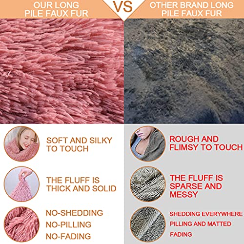 YUSOKI Pink Faux Fur Throw Blanket,2 Layers,50" x 60",Soft Fluffy Fuzzy Cozy Blanket for Women Girls Teens Sofa Chair Couch Bed Farmhouse Decrations Photoshoot Props