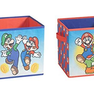 Idea Nuova Nintendo Super Mario 2 Piece Collapsible Storage Cubes, 10"x10"x10"