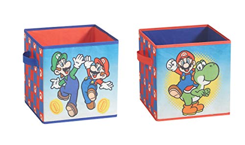 Idea Nuova Nintendo Super Mario 2 Piece Collapsible Storage Cubes, 10"x10"x10"