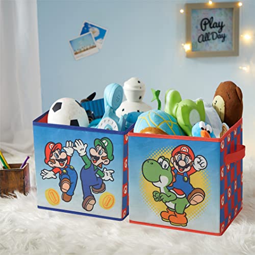 Idea Nuova Nintendo Super Mario 2 Piece Collapsible Storage Cubes, 10"x10"x10"