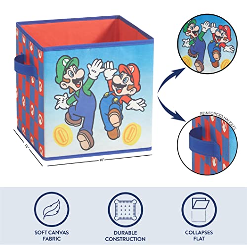 Idea Nuova Nintendo Super Mario 2 Piece Collapsible Storage Cubes, 10"x10"x10"