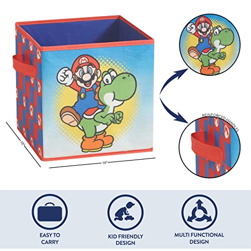 Idea Nuova Nintendo Super Mario 2 Piece Collapsible Storage Cubes, 10"x10"x10"