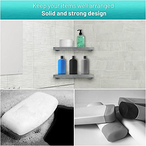 Corner Shower Caddy Organizer for Bathroom |2 Pack Stainless Steel Modern High End Corner Design | Wall Mountable Shower Organizer and Easy to Install | Holder Rack Shelf no Pole (Brush Nickel)