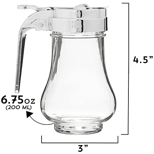 1 Syrup Dispenser 6.75oz (200mL)|Glass Bottle No-Drip Pourers for Maple Syrup, Honey|Pancake Syrup Dispenser by Back of House
