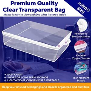 Jumbo Size Clear Flexible Zipper Storage Bags Organizer, for Clothes, Bedding, Quilts, Blankets, Flexible Thick Plastic Totes for Easy and Convenient Storage, Travel, Underbed, Closet Organization, X-Large Huge 22 Gallon (Pack of 4) (22 Gallon)