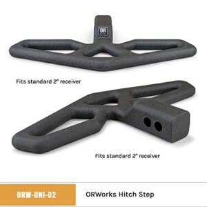 Universal Hitch Step | 18" Wide Paddle Step | Steel Construction | Textured Surface | Includes Hitch Pin and Stabilizer Plate | ORWORKS