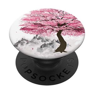 sakura tree japanese pink flower florist cherry blossom popsockets popgrip: swappable grip for phones & tablets