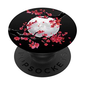 moonlight japanese floral sakura night moon cherry blossom popsockets popgrip: swappable grip for phones & tablets
