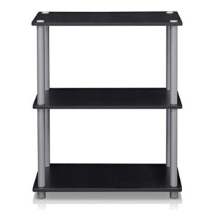 Furinno Turn-N-Tube 4-Tier Multipurpose Shelf Display Rack, Square Tube, Espresso/Black & Turn-N-Tube Display Rack, 3-Tier Single, Black/Grey