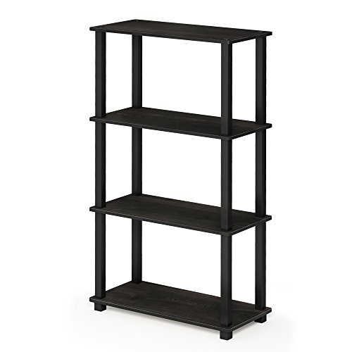 Furinno Turn-N-Tube 4-Tier Multipurpose Shelf Display Rack, Square Tube, Espresso/Black & Turn-N-Tube Display Rack, 3-Tier Single, Black/Grey