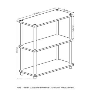 Furinno Turn-N-Tube Display Rack, 3-Tier Single, French Oak Grey/Black & Turn-N-Tube 4-Tier Multipurpose Shelf Display Rack, Single, French Oak Grey/Black