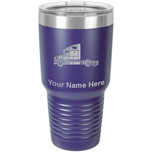 lasergram 30oz vacuum insulated tumbler mug, truck cab, personalized engraving included (dark purple)