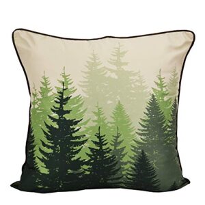 donna sharp throw pillow - green forest lodge decorative throw pillow with layered forest pattern - square
