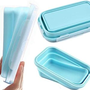 BPA Free Silicone Food Storage Containers with Airtight Plastic Lids Set Of 3 Space Saving Microwaveable Freezer Dishwasher Safe Collapsible Leftover or Meal Prep Lunch Box