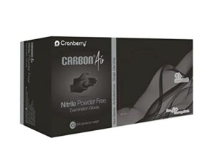 cranberry cr3265 carbon air nitrile powder free exam gloves, disposable, 2.5 mil, black, x-small (pack of 300) chemo rated, fentanyl resistance, low dermatitis potential