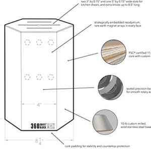 360KB MAX ™ - magnetic rotating knife block - w/top slots, capaciy for 20+ knives - largest in the 360 Knife Block ® family. (Honey Bamboo)