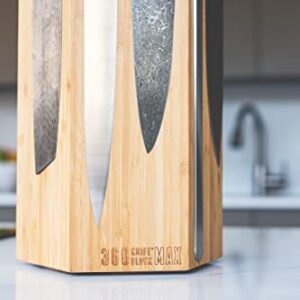 360KB MAX ™ - magnetic rotating knife block - w/top slots, capaciy for 20+ knives - largest in the 360 Knife Block ® family. (Honey Bamboo)