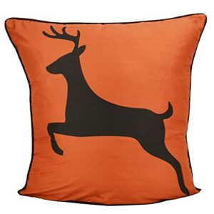 donna sharp throw pillow - green forest lodge decorative throw pillow with orange deer pattern - square