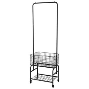 easy moved garment rack with basket for organize, laundry basket, black metal rack,