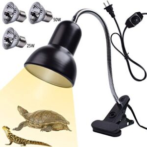 cdipesp reptile heat lamp uva uvb reptile light adjustable 50w turtle basking spot lamps for aquatic lizard snake chameleons amphibians with 3 bulbs
