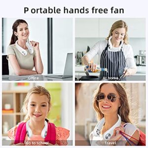 Neck Fan, Portable Fan Personal Fan Hands Free Bladeless Neck Fan 3 Speeds Adjustment 360° Cooling USB Wearable Fan Rechargable Hanging Neck Fan for Women, Men, Office, Travel, Outdoor