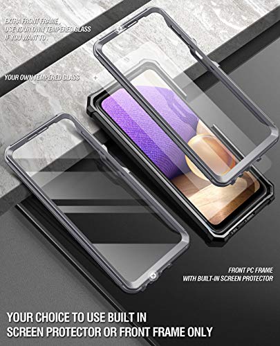 Poetic Guardian Series Case Designed for Samsung Galaxy A32 5G, Full-Body Hybrid Shockproof Bumper Clear Protective Cover Case, Built-in Screen Protector, Black/Clear