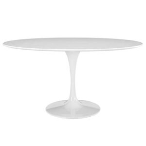 ergode lippa 60" oval wood top dining table - white
