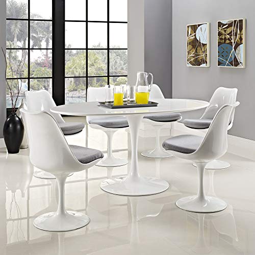 Ergode Lippa 60" Oval Wood Top Dining Table - White