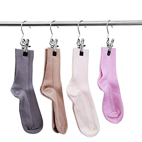 DKKO 12 PCS Rustless Clips Space-Saving Clothes Peg Laundry Hook Hanging Portable Heavy Duty Clothes Pin Bras Socks Bath Towel Underwear Home Travel Utility Hooks