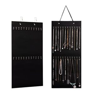 kgmcare hanging jewelry organizer storage with 24 hooks wall mounted jewelry display hanging on door closet necklace holder for bracelet ring chain-patent design (black)