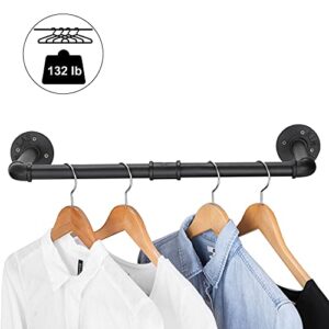 Pynsseu Pipe Clothes Rack, 22 Inch Industrial Clothes Rack Wall Mount, Iron Heavy Duty Clothes Bar, Vintage Coat Hanger Rod 2 Pack.