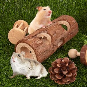 Sofier Hamster Toys Hamster Accessories for Cage Natural Guinea Pig Toys and Chews for Teeth Rat Toys Chinchilla Toys Wood Hamster Hideout Hamster Bridge Apple Wood Sticks