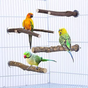 mogoko 4 pcs bird perches parrot stand natural wood perch parakeet toys bird cage accessories for conure supplies budgie platform