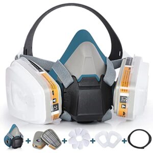panbear reusable half facepiece dustproof respirator - organic gas dust chemical respirator with extra filters for painting, machine polishing, welding ,spraying and other work protection
