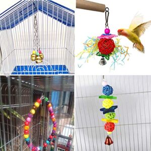 kathson 17 Packs Bird Toys Parrot Swing Chewing Toys, Hanging Bell Birds Cage Toys Colorful Toy for Small Parakeets, Conures, Cockatiels, Macaws, Finches, Love Birds